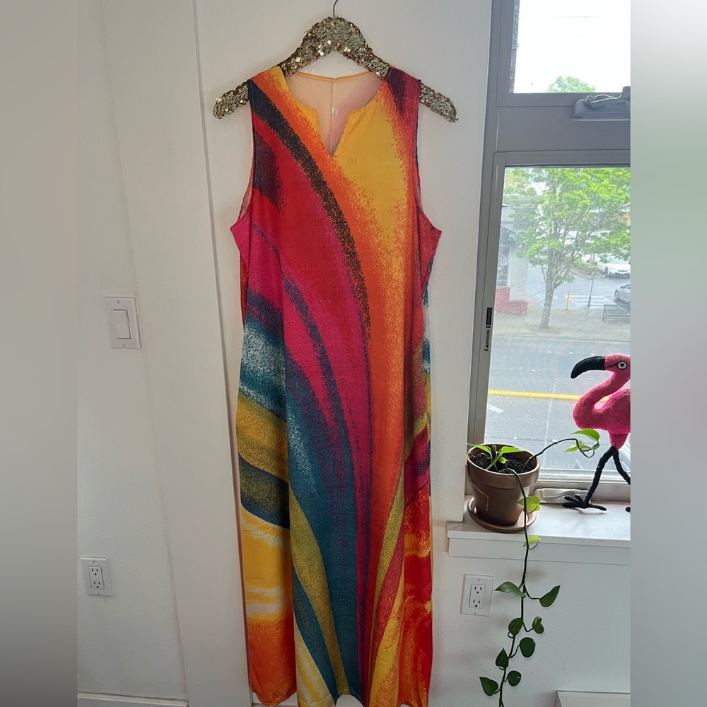 Multicolor Sleeveless Maxi Dress